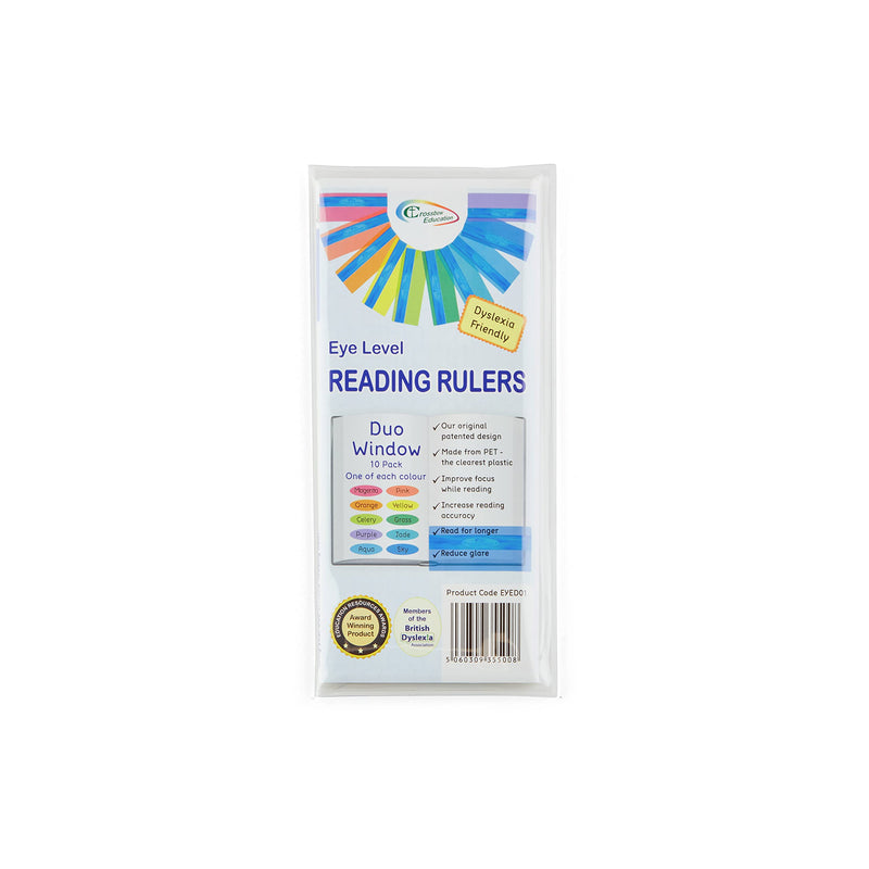 [Australia] - The Original Duo Reading Ruler Dyslexia Overlays - Multi-Colour (Pack of 10) by Crossbow Education UK - Dyslexia Aids and Visual Stress Specialists 