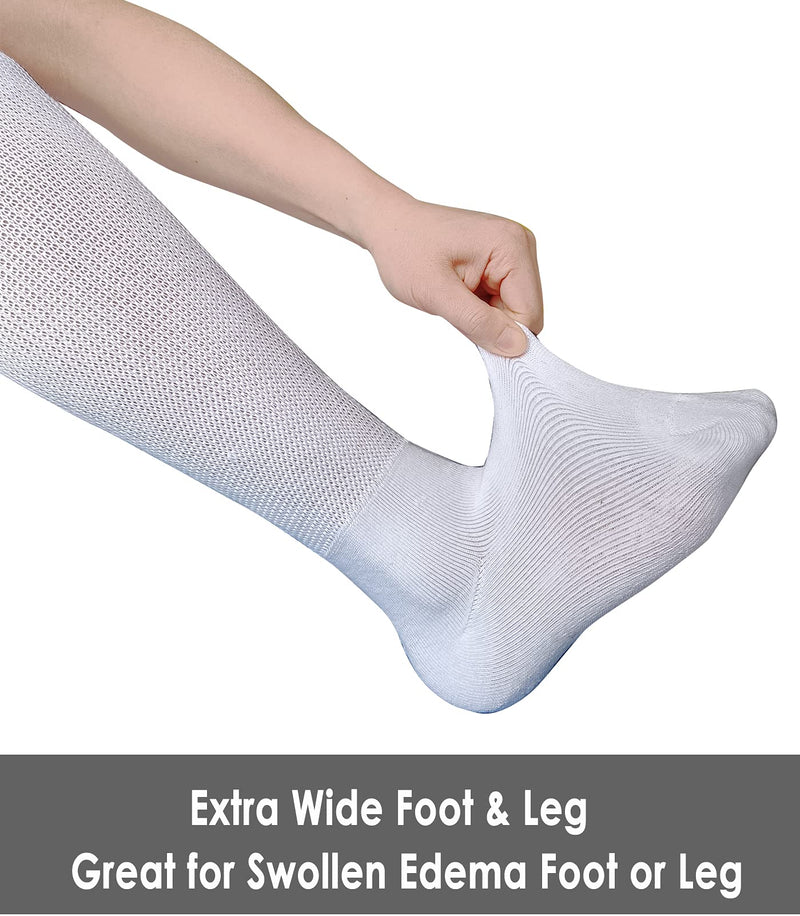 [Australia] - VEIGIKE Diabetic Edema Socks, Extra Wide Lymphedema Socks Walking boot sock, Bariatric Cast Sock for Men Women, 2 Pairs(white), One Size 