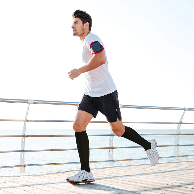 [Australia] - Compression Socks for Women Men (20-30 mmHg Class 2) Flight Air Travel, Calf Shin Support Stockings, DVT Sport, Running, Flying, Nurses, Pregnancy, Circulation, Skiing - S/M Black S-M 