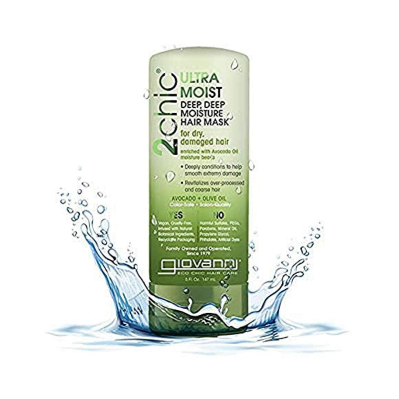 [Australia] - GIOVANNI 2chic Ultra Moist Deep Deep Moisture Hair Mask, 5 oz. Avocado & Olive Oil, Enriched with Aloe Vera, Shea Butter, Botanical Extracts & Oils, No Parabens, Color Safe (Pack of 1) 