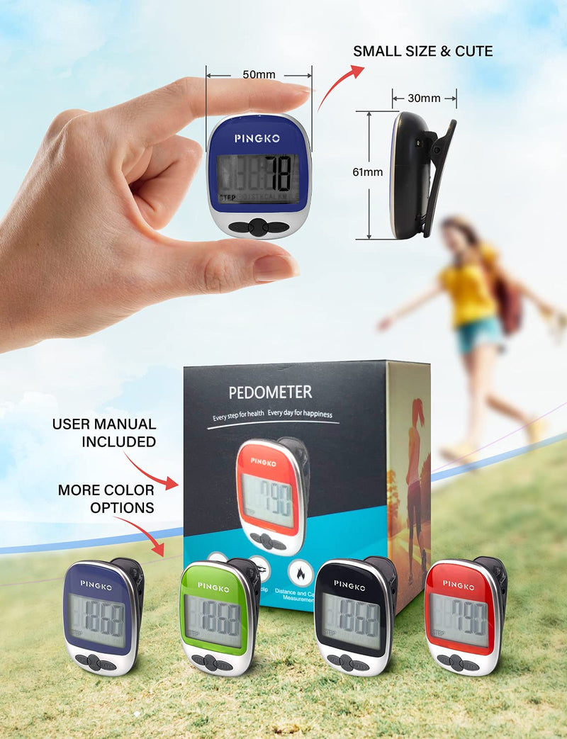 [Australia] - PINGKO Pedometer Portable LCD Step Counter with Calories Burned and Step Counting for Jogging Hiking Running Walking - Blue 