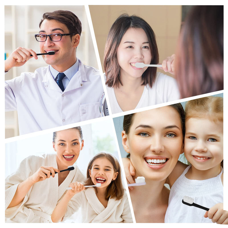 [Australia] - Dacitiery 12 Pcs Extra Soft Toothbrush, Soft Micro Nano Manual Toothbrush Ultra Fine Toothbrush with 20000 Soft Floss Bristles for Sensitive Gums Adults Kids Children(Black, White) 