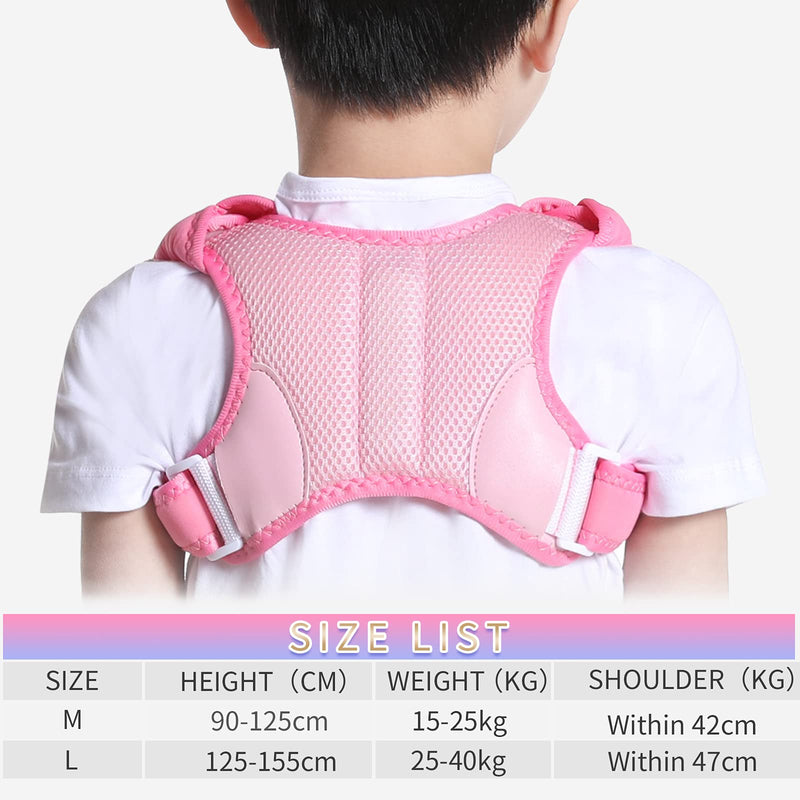 [Australia] - Posture Corrector for Kids Adjustable Breathable Upper Back Support Brace Back Straightener Posture Brace for Clavicle Support and Pain Relief from Back Neck Shoulder (Pink, Medium) Pink 