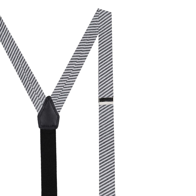 [Australia] - Jacob Alexander Boys' Seersucker Striped Pattern Suspenders Black 