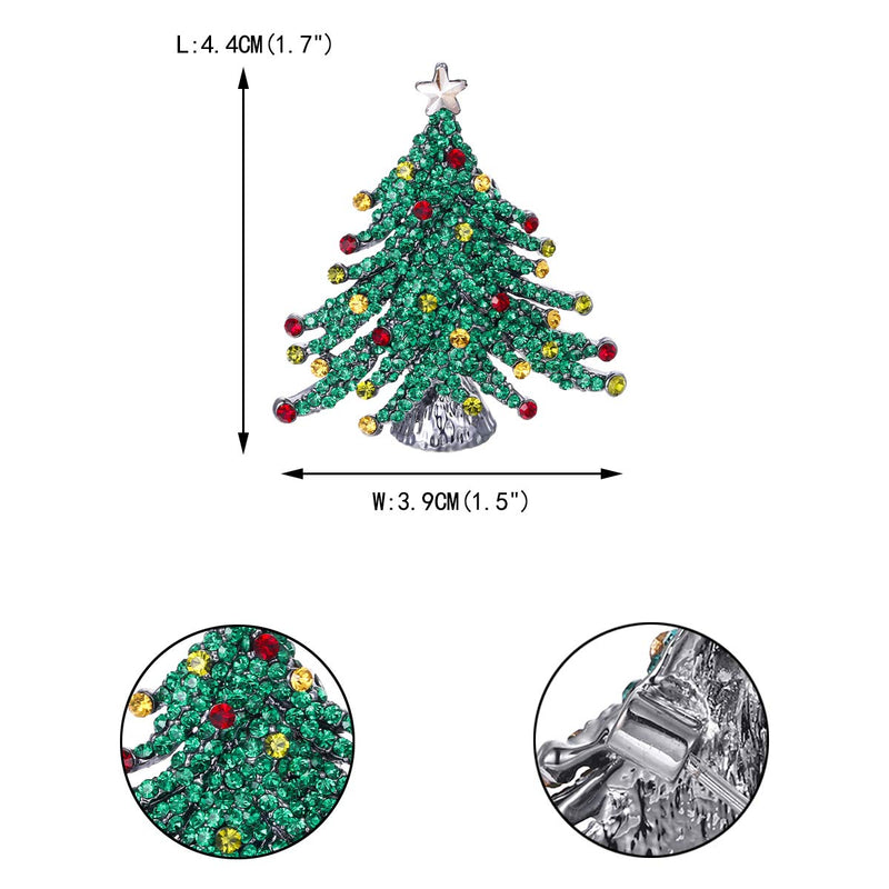 [Australia] - EVER FAITH Austrian Crystal Stunning Winter Christmas Tree w/Little Star Brooch Green Black-Tone 