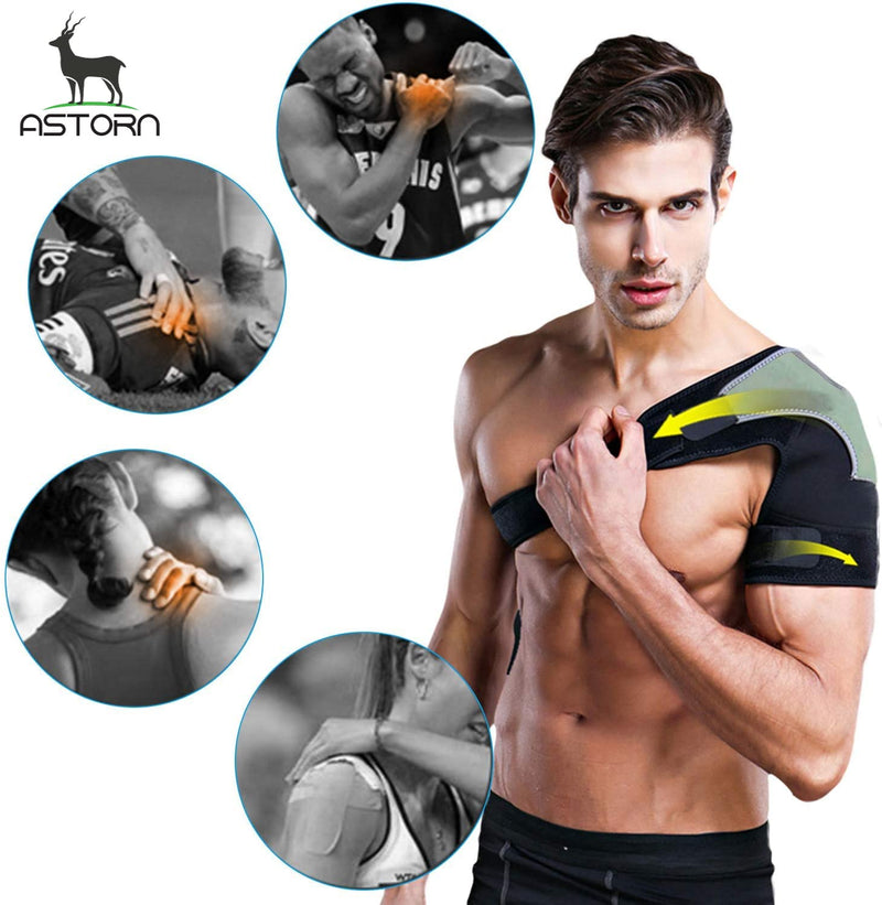 [Australia] - Astorn Shoulder Brace for Men & Women. Shoulder Compression Sleeve for Torn Rotator Cuff, AC Joint Shoulder Pain Relief with Ice Pack Pocket. Shoulder Wrap for Pain, Injuries & Shoulder Support 