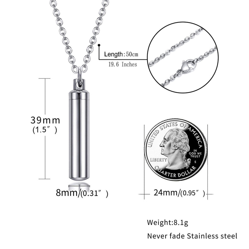 [Australia] - VNOX Pack of 2/3/4/5 -Unisex Customize Memorial Keepsake Stainless Steel Cylinder Cremation Ashes Necklace S-8MM*39MM(Plain) pack of 5 