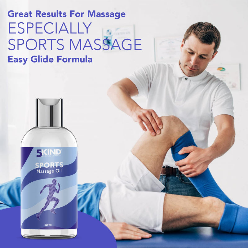 [Australia] - Professional Massage Oil for Muscle Pain 250ml - Massage Oils for Massage Therapy by 5kind - Premium Sports Massage Oil for Improved Recovery and Deep Tissue Massage 
