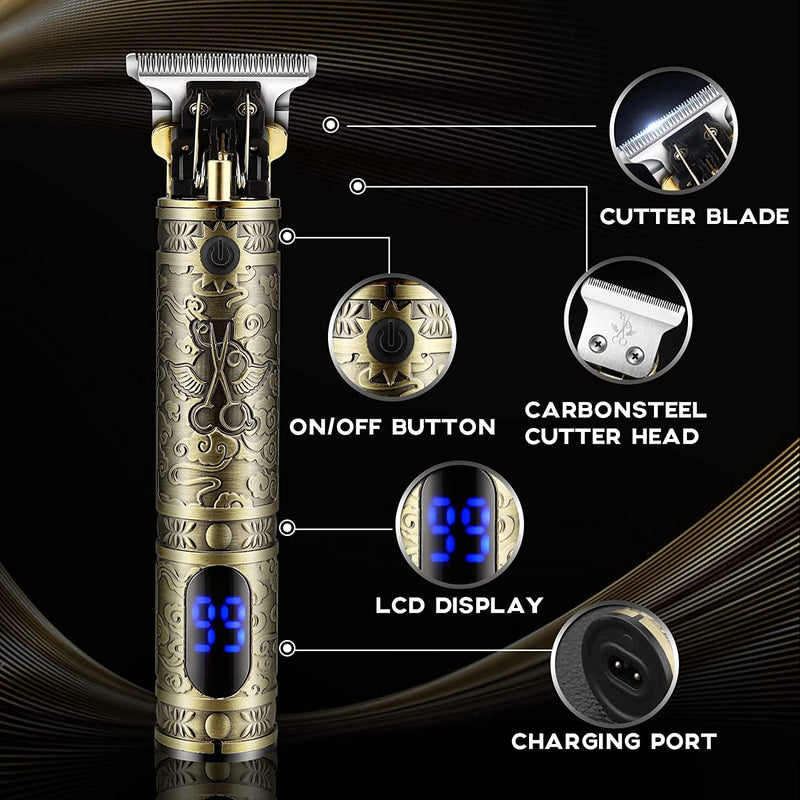 [Australia] - Suttik Hair Clippers for Men, Beard Trimmer, Zero Gapped Trimmer T-Blade Trimmer Clippers for Hair Cutting, Cordless Trimmers Professional Barber, Liners Clippers Haircut,Edgers Clippers Gold With Bag 