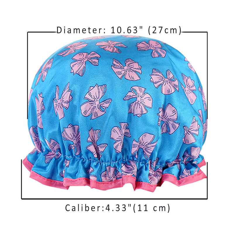 [Australia] - Vtrem 4 Pieces Shower Cap Lined Double Layer Waterproof Hair Bath Caps with Lace Elastic Band Lovely Butterfly Pattern Reusable Bathing Hat for Women Girls Butterfly Pattern / 4 Pack 