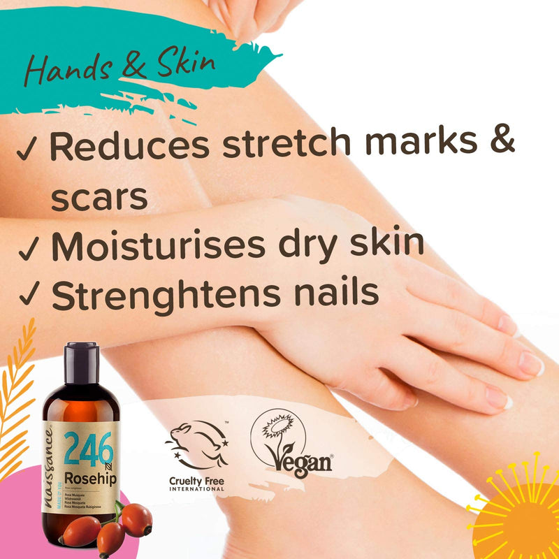 [Australia] - Naissance Rosehip Seed Oil (Rosa Rubiginosa) (no. 246) 250ml - Pure, Natural, Hydrating, Nourishing & Moisturising for All Skin Types 