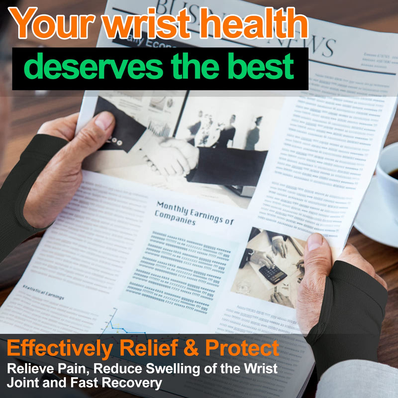 [Australia] - MGANG® Wrist Support Sleeves, 1 Pair Wrist Compression Gloves for Unisex, 20-30 mmHg Wrist Brace Support for Carpal Tunnel, RSI, Tendonitis, Sprains, HandInstability, Pain Relief, Black S Small(1 Pair) 