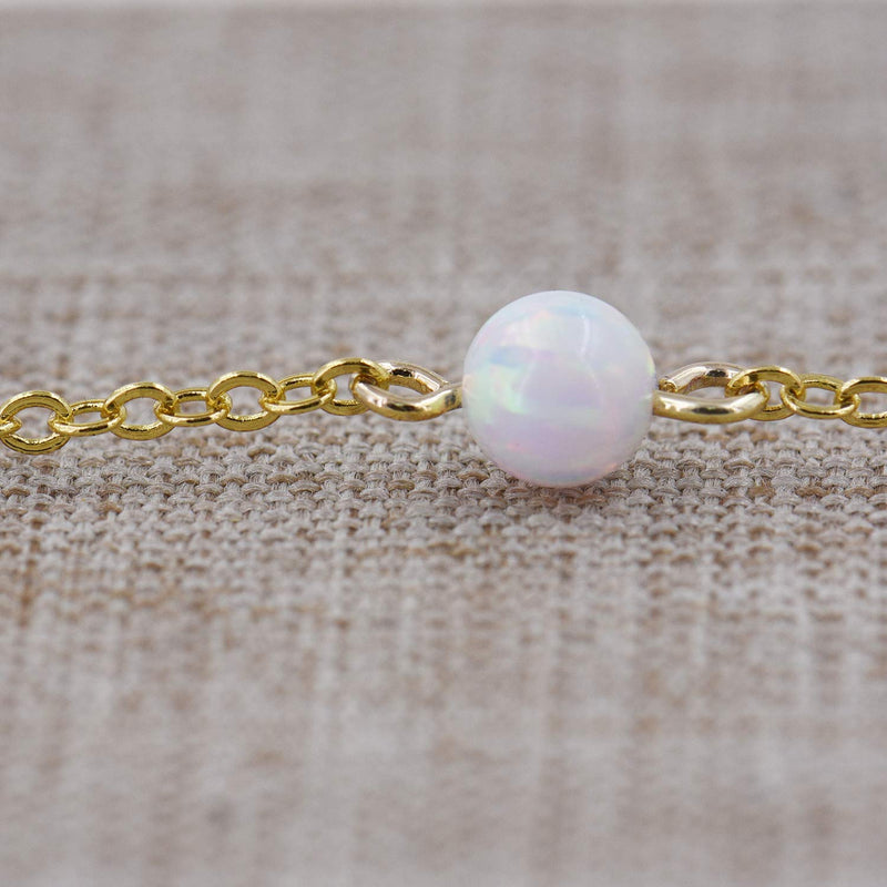 [Australia] - DELLA MODA Single Opal Ball Simple Gold Necklace | 18k Gold Plated Hypoallergenic Brass 