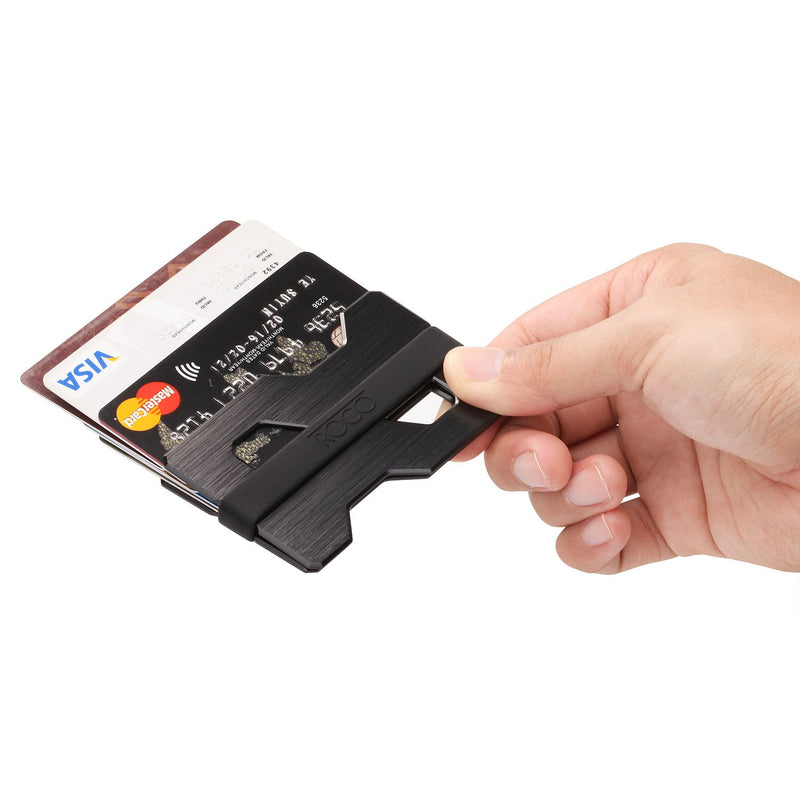 [Australia] - ROCO MINIMALIST Aluminum Slim Wallet RFID BLOCKING Money Clip - Futuristic Design Black 