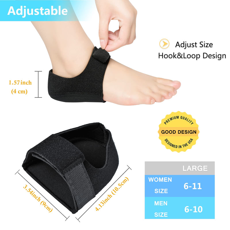 [Australia] - Heel Protectors, Gel Heel Cups, Heel Cushion Support for Plantar Fasciitis, Heel Pain, Achilles Tendinitis, Dry Cracked Heels, Heel Pads for Men & Women Black 