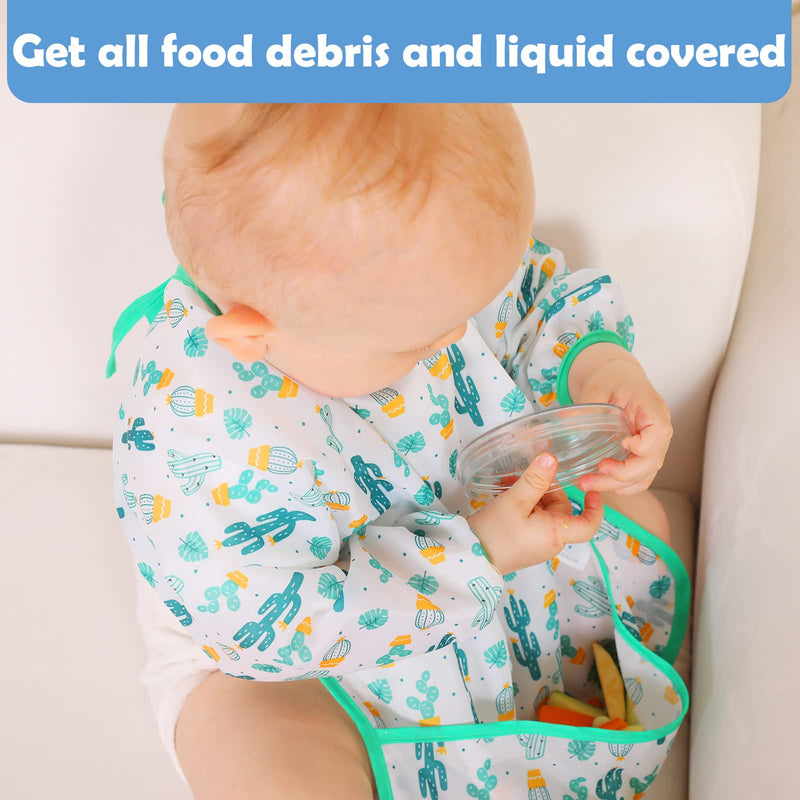 [Australia] - Lictin Baby Bibs with Sleeves - 5 Pieces Unisex Feeding Bibs Anti-Dressing Bibs Baby Drool Bibs Painting Apron Bibs for Infant Toddler 0-2 Years 