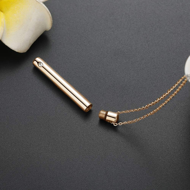 [Australia] - Minilist Bar Cremation Jewelry for Ashes Stainless Steel Urn Necklace for Human Ashes Silver/Rose Gold/Black Rose Gold 