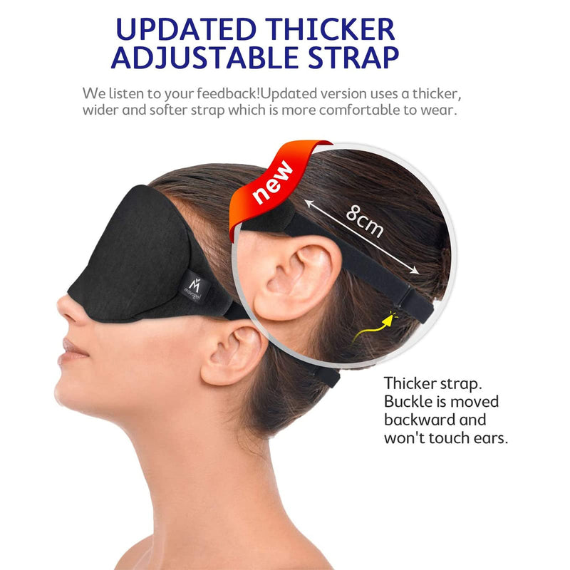 [Australia] - Mavogel Cotton Sleep Eye Mask - Updated Design Light Blocking Sleep Mask, Soft and Comfortable Night Eye Mask for Men Women, Eye Blinder for Travel/Sleeping/Shift Work, Includes Travel Pouch, Black 