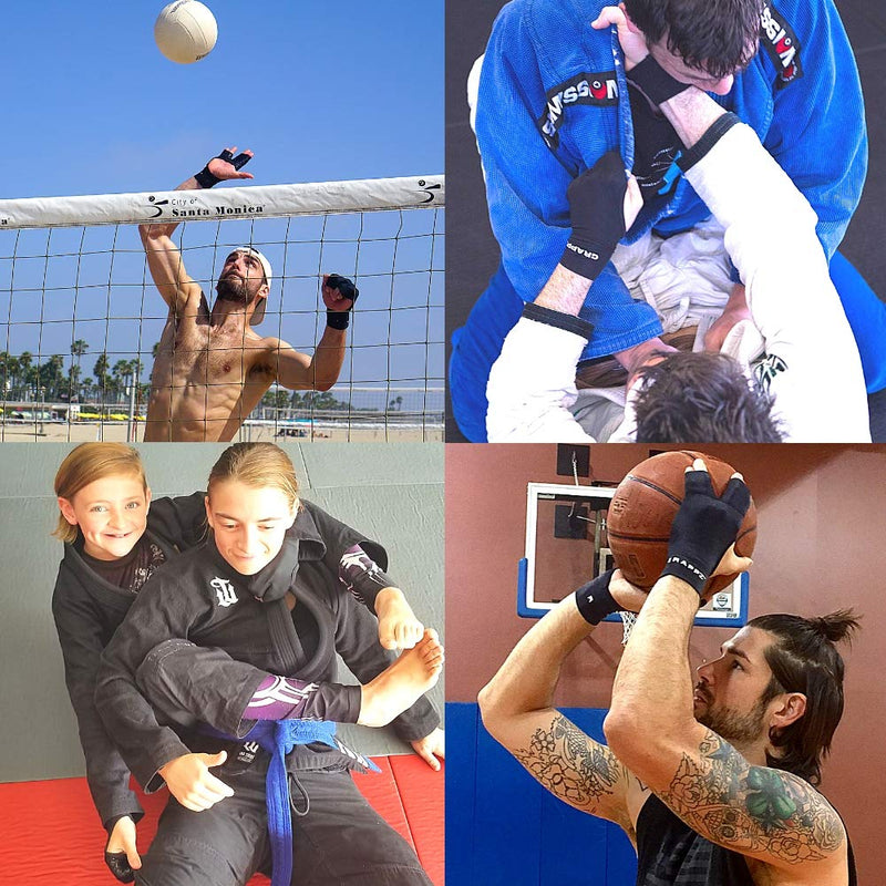 [Australia] - Grappz Flexible Splint for Fingers - Finger Tape & Sports Tape Alternative Athletic Gloves Pair, Injury Jam Protection & Grip Support for BJJ, & All Sports (Black, Unisex) Extra Large 