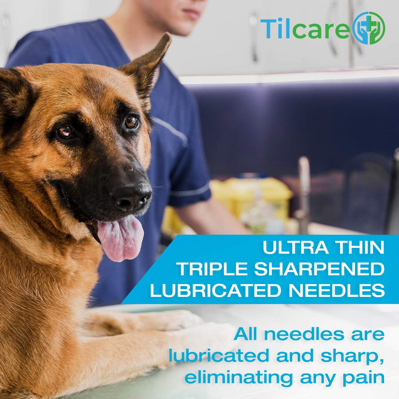 [Australia] - Tilcare U40 Pet Insulin Syringes with Needle 29 G 1 cc 12.7 mm 1/2" 100-Pack – Latex-Free Diabetic Syringes - Ultra Fine Sterile Medical Syringe for Diabetes Individually Blister Packed for Safety 