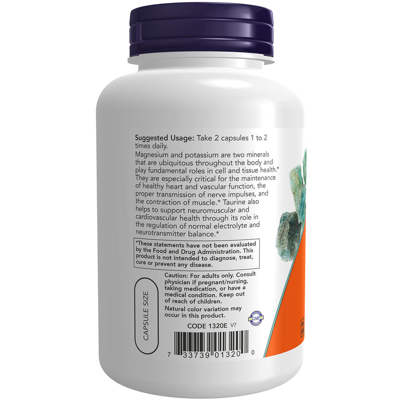 [Australia] - NOW Supplements, Magnesium & Potassium Aspartate with Taurine, Heart Health*, 120 Veg Capsules 120 Count (Pack of 1) 