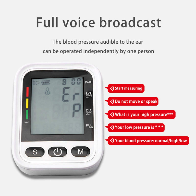 [Australia] - Blood Pressure Monitor, Voice Broadcast Arm Heart Rate Monitor with Large Lcd Display Screen and Fonts, for Middle‑aged and Elderly People(#1) #1 