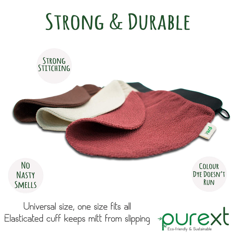 [Australia] - PureXT 3 Exfoliating Gloves - Kessa Hammam Body Scrubber - Fake Tan Remover Exfoliator Mitts (Mixed) 