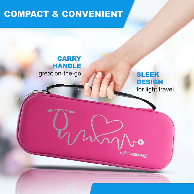 [Australia] - Primacare KB-9397-PK Stethoscope Case, Supplies Included, Pink with Multiple Compartments, Portable and Lightweight First Aid Kit Bag with Vital Medical Supplies, Nursing Accessories for Nurses 