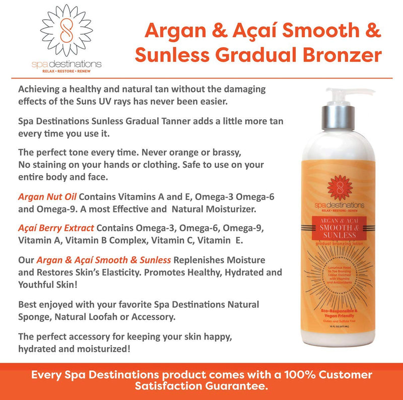 [Australia] - Spa Destinations Argan & Açaí Smooth & Sunless Gradual Bronzing Lotion 16 Ounce 