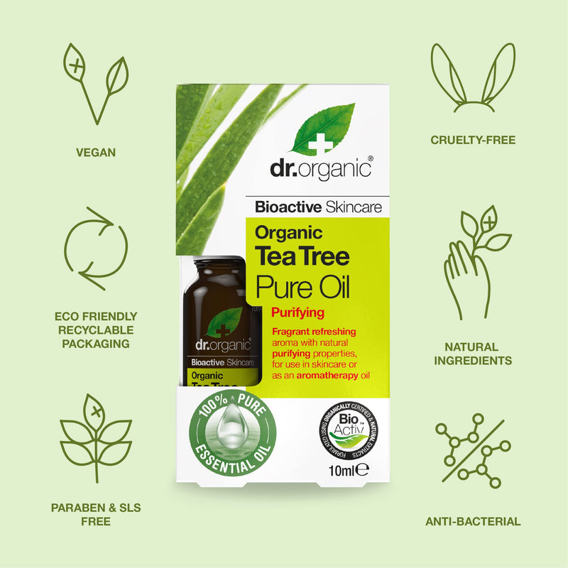 [Australia] - Dr Organic, Organic Tea Tree Pure Oil , Natural , Vegan , Cruelty Free , Paraben & SLS Free , 10ml 