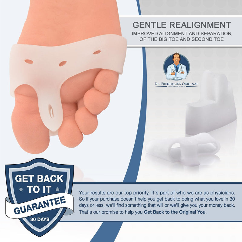 [Australia] - Dr. Frederick's Original Deluxe Bunion Pad & Toe Spacer - 2 Pieces - Soft Gel Toe Separators for Active People - Pain Relief for Bunions & Tailor's Bunions - Heavy Duty Heavy Duty - One Size Fits All 