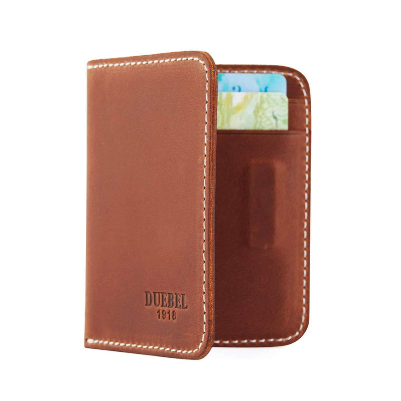 [Australia] - DUEBEL Full-grain Genuine Leather Slim Front Pocket Wallets, Minimalist Thin Card Holder, Card Case Wallet Dbl01-brown With Magnet 