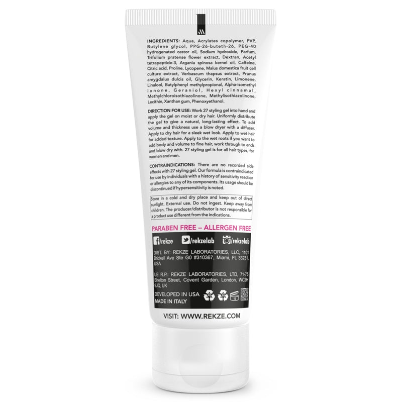 [Australia] - REKZE 27 Anti-Hair Loss & Hair Growth Stimulating Styling Gel Strong, Breakthrough With Capixyl, Argan Oil, Caffeine, Keratin, Proline For Men & Women, Strengthens Hair, Reduces Breakage 
