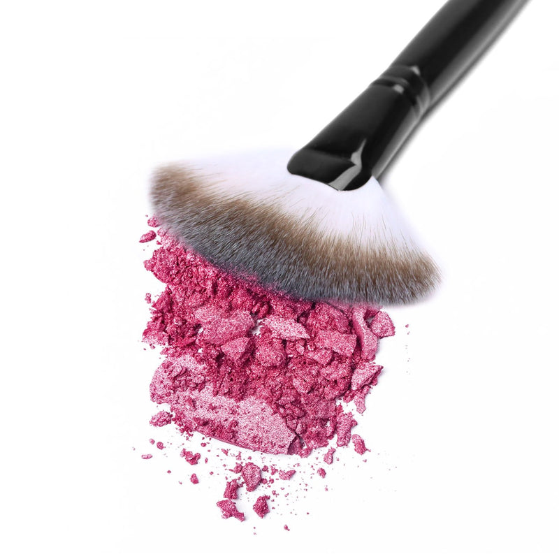 [Australia] - Fan Makeup Brush, Luxspire Professional Highlighting Make Up Brush Blush Bronzer Cheekbones Brush, Single Large Soft & Dense Face Bulsh Powder Foundation Brushes Make Up Tool, Black 