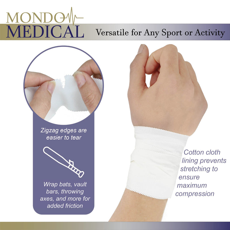 [Australia] - Mondo Medical White Athletic Tape 3pk - 1.5in x 45ft Zig-Zag Cotton Medical Tape Athletic Sport Tape Wrap for Injuries 
