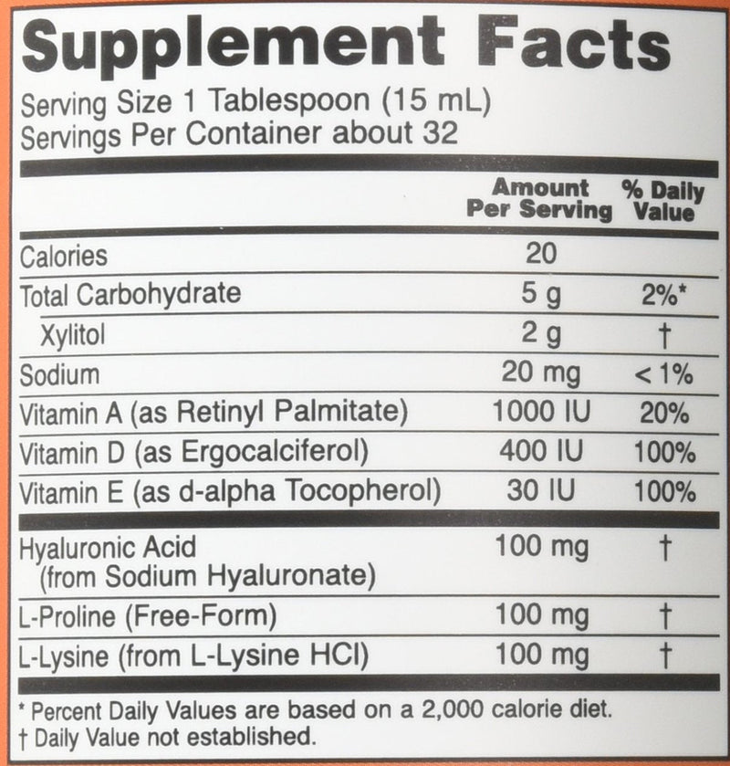 [Australia] - Now Foods Liquid Hyaluronic Acid 100 Milligrams, 16 Ounces 