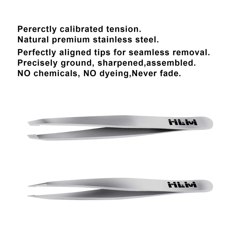 [Australia] - Precision Tweezers for Eyebrows-NLM Tweezers Set for Ingrown Hair Removal, Professional Brow Remover Tools for Women and Girls, Hair Plucking Daily Beauty Tool with Leather Case 