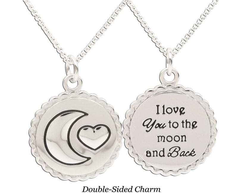 [Australia] - Children's Sterling Silver I Love You to the Moon and Back Simulated Birthstone Necklace, 14" Length 08-Aug 