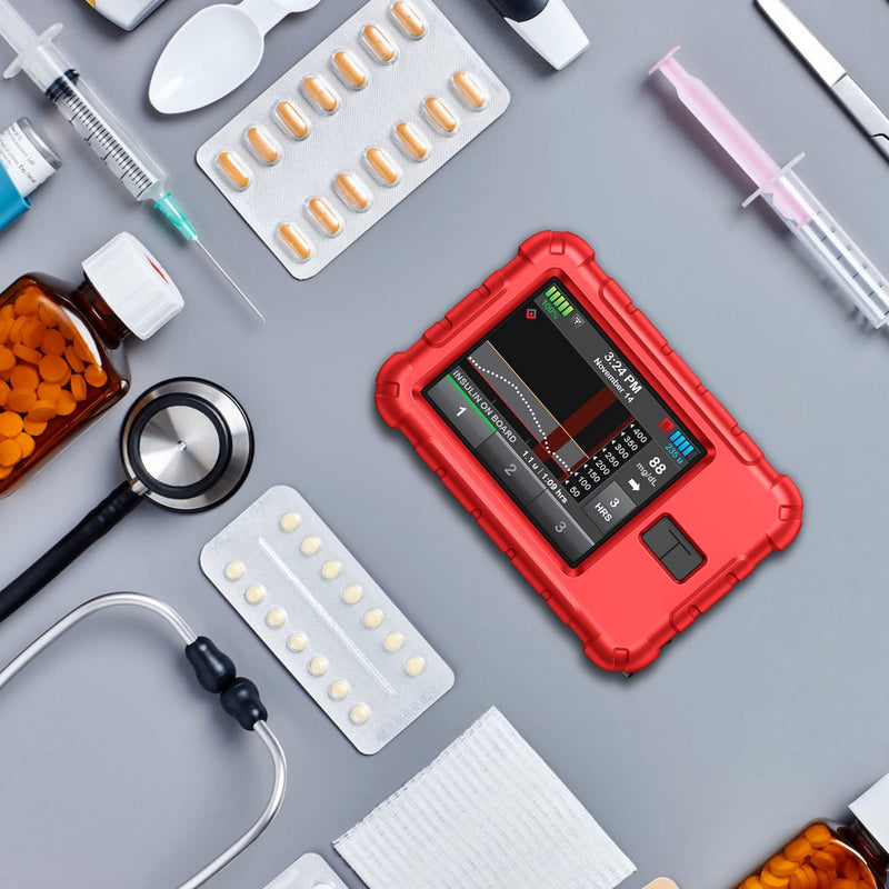[Australia] - MEDMAX Silicone Case for Tandem T:Slim X2 / T:Slim Insulin Pumps, Shockproof Anti Slip Protective Cover Soft Gel Skin with Raised Bezel for Tandem T:Slim/T:Slim X2 Insulin Pumps (Red) Red 