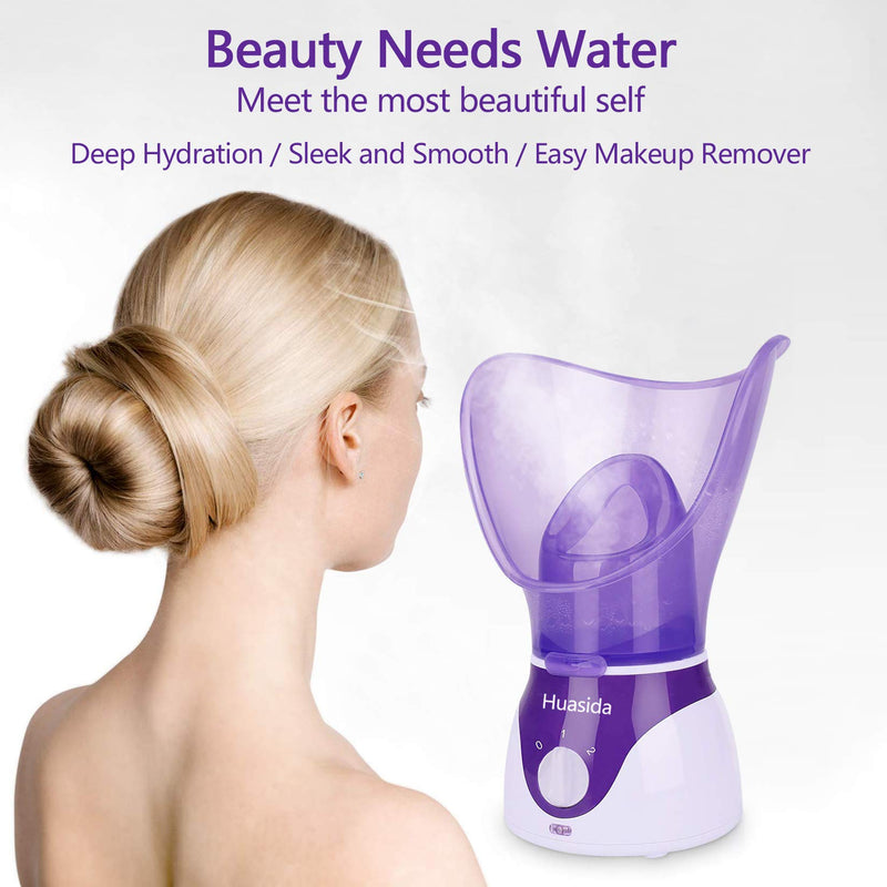 [Australia] - huasida Facial Steamer Personal Steam Inhaler Sauna Facial Steamer Hot Mist Moisturizing Beauty instrument Rejuvenate and Hydrate Your Skin (Purple) 