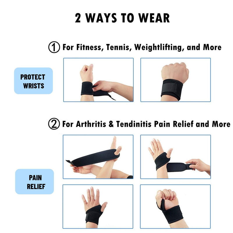 [Australia] - Imentha 2 Pack Adjustable Sport Wrist Brace, Wrist Support, Wrist Wrap, Hand Support, Carpal Tunnel Brace for Fitness, Arthritis & Tendinitis Pain Relief - Suitable for Both Right and Left Hands 