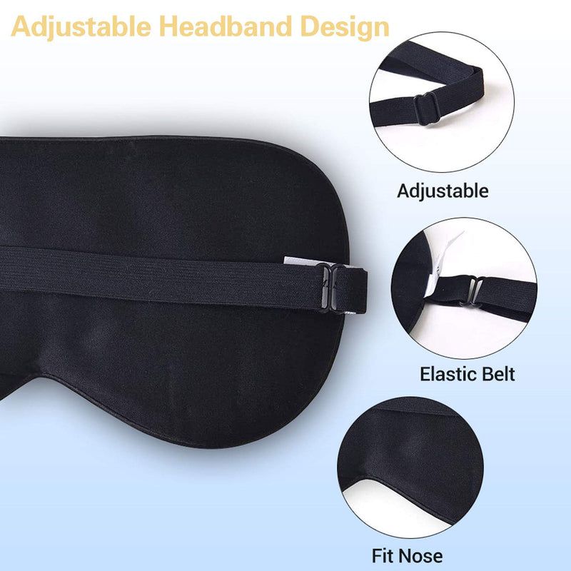[Australia] - ZIMASILK 100% Natural Silk Eye Mask Blindfold ,Adjustable Super-Smooth Soft Sleep Eye Mask for Sleeping with Bag(Black) Black 