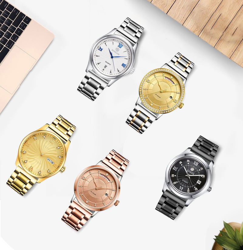 [Australia] - BINLUN Stainless Steel Watch Bands with Straight & Curved End 5 Color(Gold, Sliver, Black, Rose Gold, Gold-Silver Two Tone) 9 Size(12mm to 24mm) Valentine Gifts 12mm 