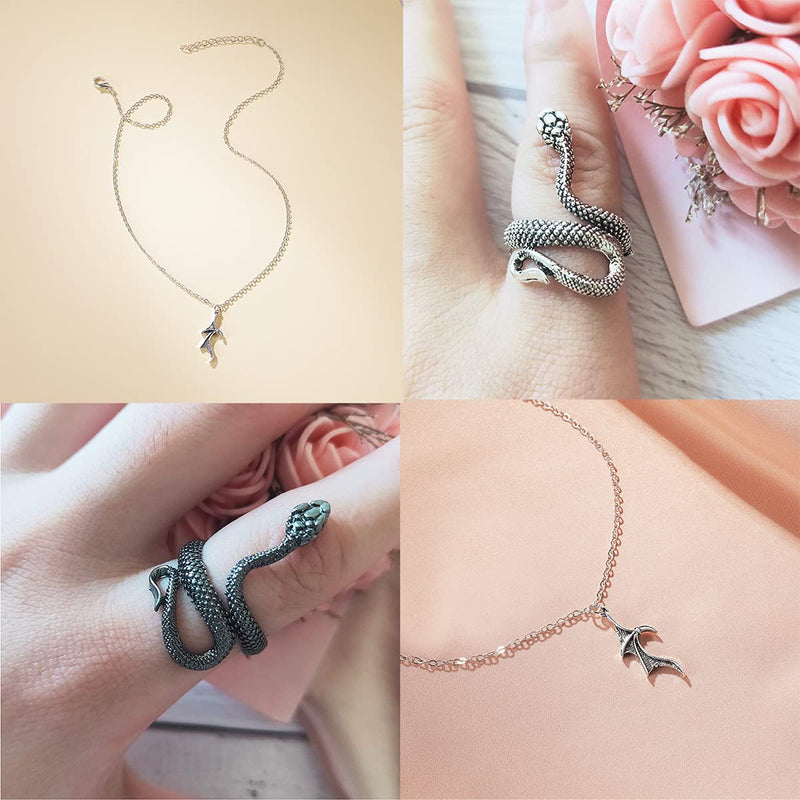 [Australia] - 11 Pcs Vintage Frog Rings Set Devil Wings Matching Necklaces for Couples,Prince Frog Open Adjustable Octopus Cat Animal Lucky Hug Crying Heart Face Rings,Indie goth Jewelry Matching Stackable Rings Gift for Women Men Girls 