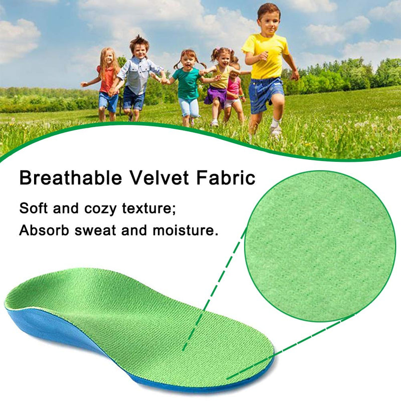 [Australia] - Bacophy Kids Orthotic Arch Support Shoe Insoles, Children Pu Cushioning Inserts, Shock Absorption Velvet Surfaces Deep Heel Cup Inner Sole for Flat Feet, Plantar Fasciitis, Feet Heel Pain Relief (XXL) 4-6 M Big Kid 