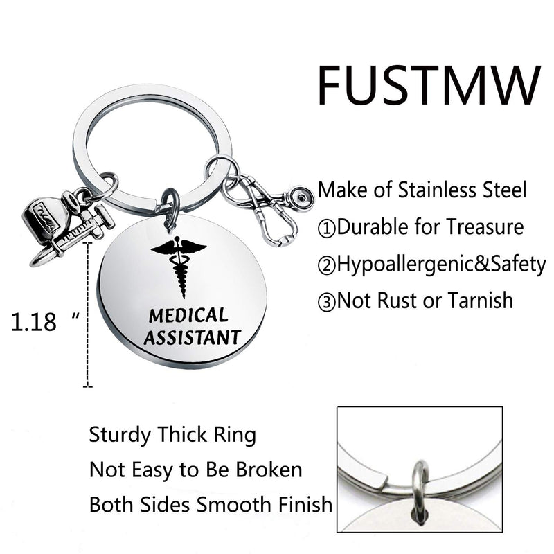 [Australia] - FUSTMW Medical Assistant Gifts MA Keychain Stethoscope Medical Assistant Students Gifts Graduation Gift MA Jewelry Medical Student Gift for Nurse silver 