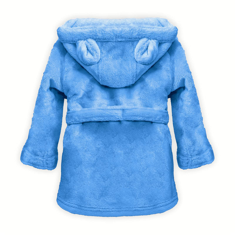 [Australia] - Baby Dressing Gown, Boys & Girls, Fleece Bath Robe with Teddy Ears Blue 6-12 Months 