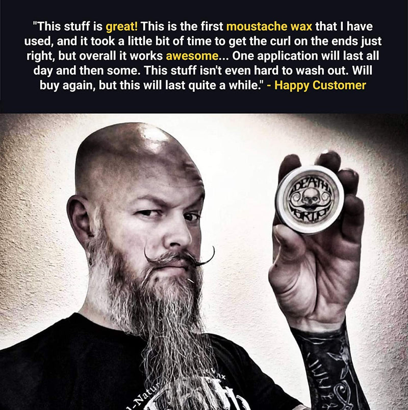 [Australia] - Extra Strong Mustache Wax Death Grip 1 oz Tin and Strong Hold Sudden Death 1 oz Tin Mens Combo Kit - Grooming For Men Handlebar Moustache & Beard Wax Tin… Death Grip Extra Strong Hold and Sudden Death Strong Hold Mustache Wax Set 