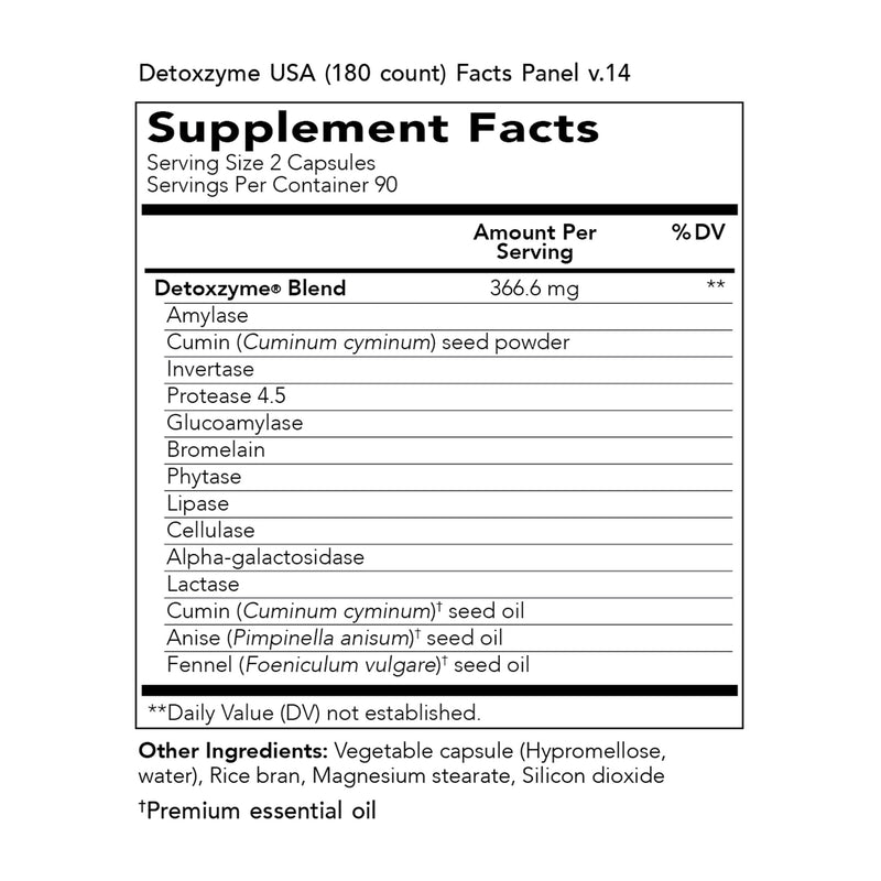 [Australia] - Young Living Detoxzyme Dietary Supplement - Vegetarian Enzyme Complex - 180 Capsules 