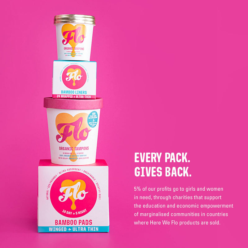 [Australia] - Flo Organic Bamboo Leakproof, Highly Absorbent Slim Panty Liners - Individually Wrapped - Biodegradable & Cruelty, Plastic & Vegan Free - 24 Pack 24 Count (Pack of 1) 